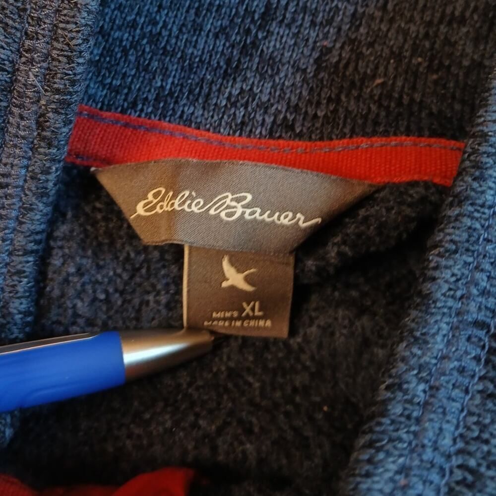 Eddie Bauer Mens Blue w/Red Accents Convector Pullover - Size XL - Picture 3 of 3
